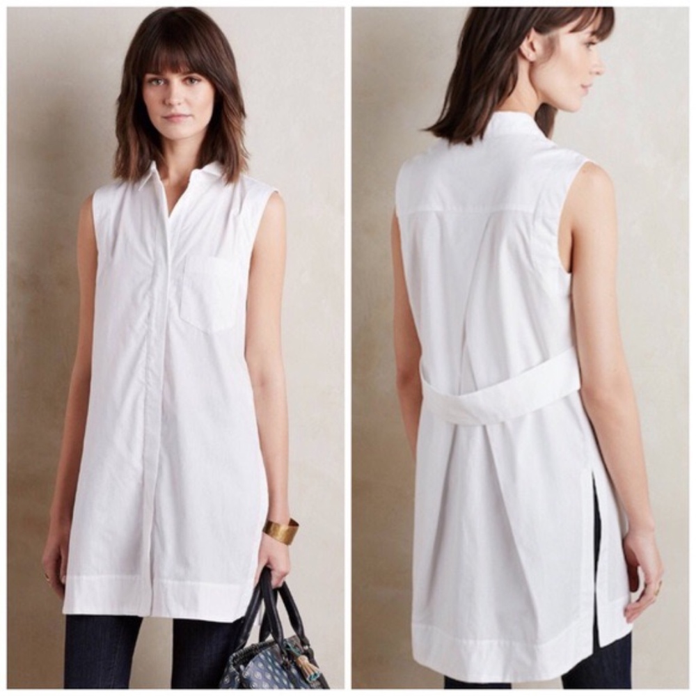 NWT Anthropologie Maeve White Sleeveless Tunic Top